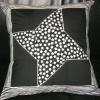 Black and White Friendship Star with Stripes Pillow