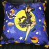 Witch Pinup Pillow on Night Sky Fabric