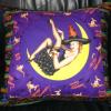 Witch Pinup Pillow on a Purple Background surrounded by Ghosts